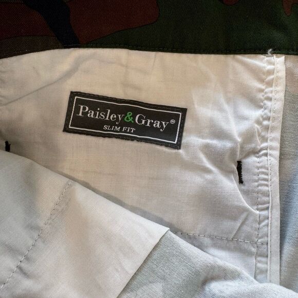 Paisley & Gray Mens Shorts 34W Slim Fit Chino All Over Print Camo & Butterflies - Picture 11 of 11